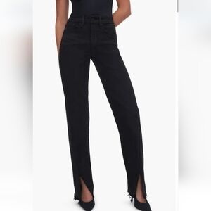 Good American Twisted Seam Good Boy Wide Leg Black Plus Size Jeans 16